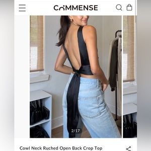 Set of 2- Cowl Neck Rouched open back crop top
